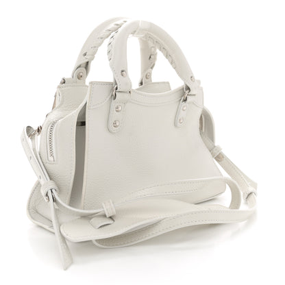 Balenciaga Grained Calfskin Neo Classic Silver Hardware Mini City White 3 of 15