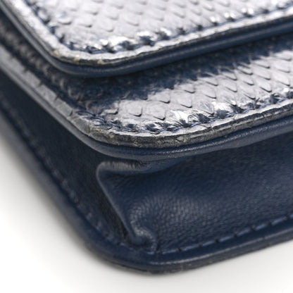 Chanel Snakeskin Wallet On Chain WOC Blue 13 of 18