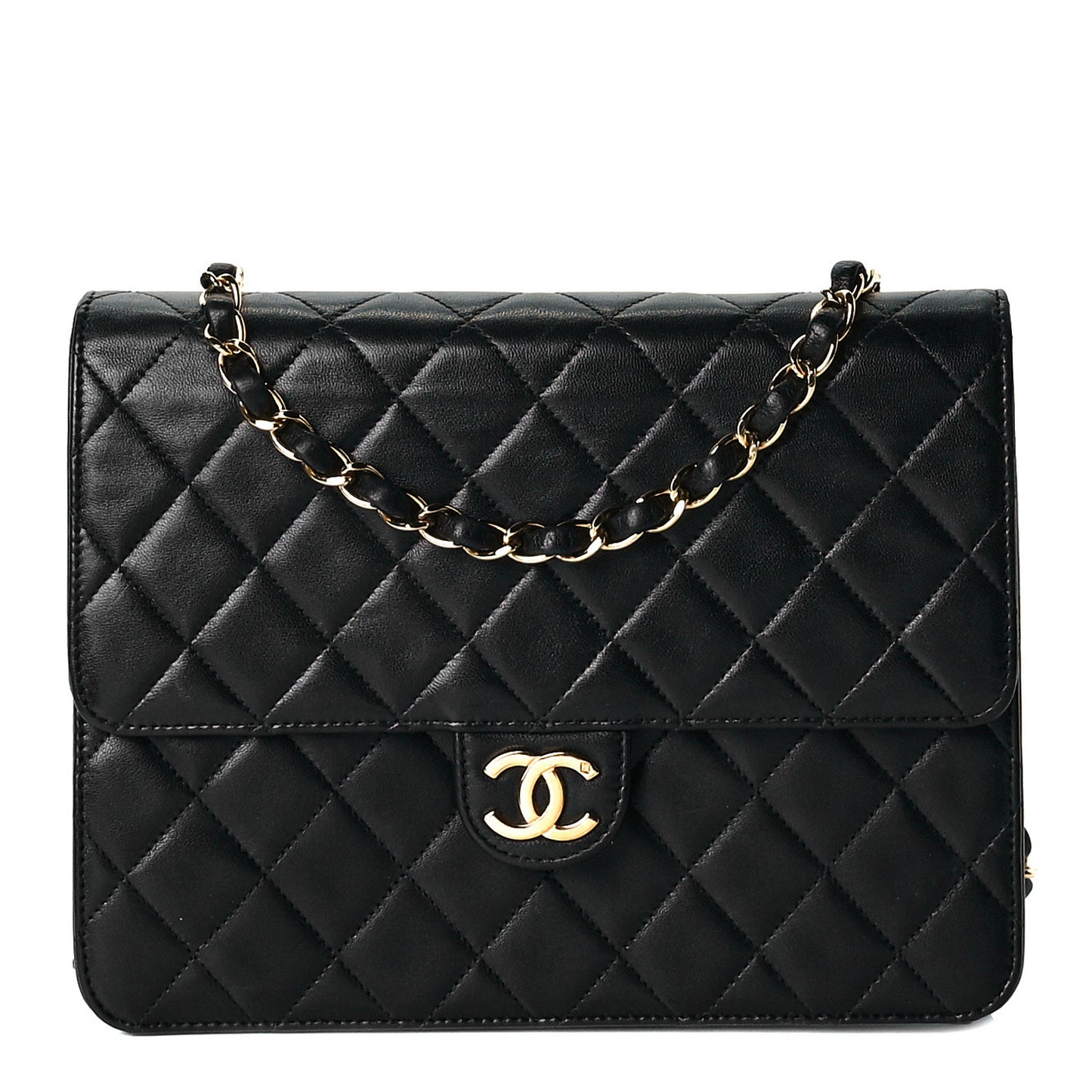 Lambskin Quilted Small Single Flap Black