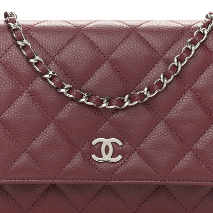 Chanel Caviar Quilted Wallet on Chain WOC Burgundy 9 of 12