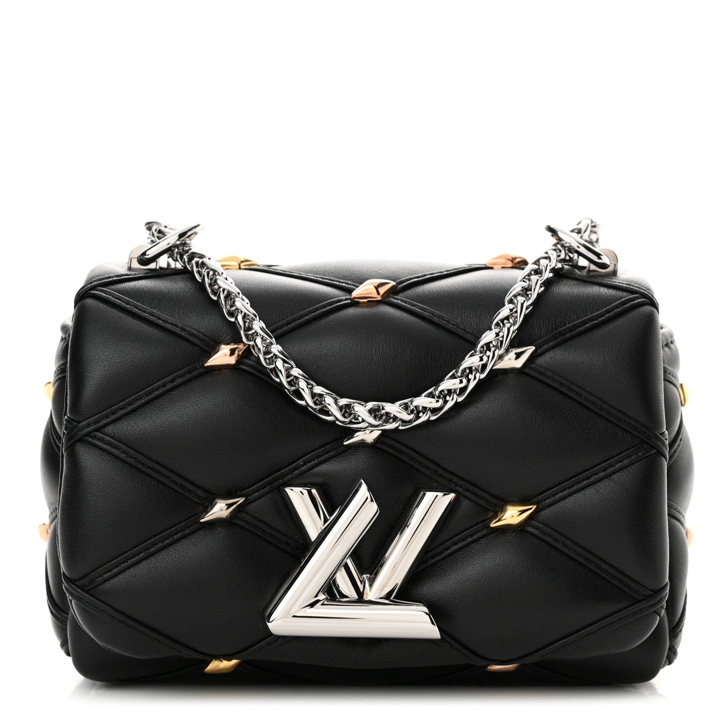Louis Vuitton Lambskin Malletage Studs Pico GO-14 Black 1 of 9