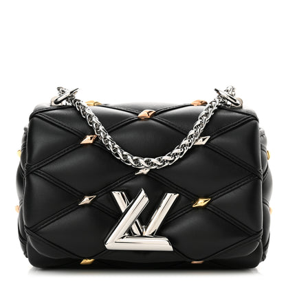 Louis Vuitton Lambskin Malletage Studs Pico GO-14 Black 1 of 9