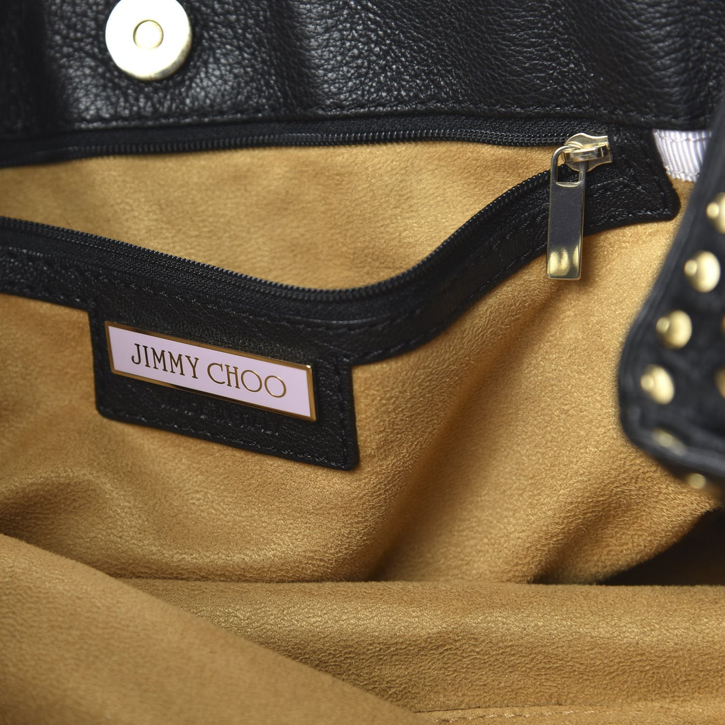Grainy Calfskin Star Studded Tote Black