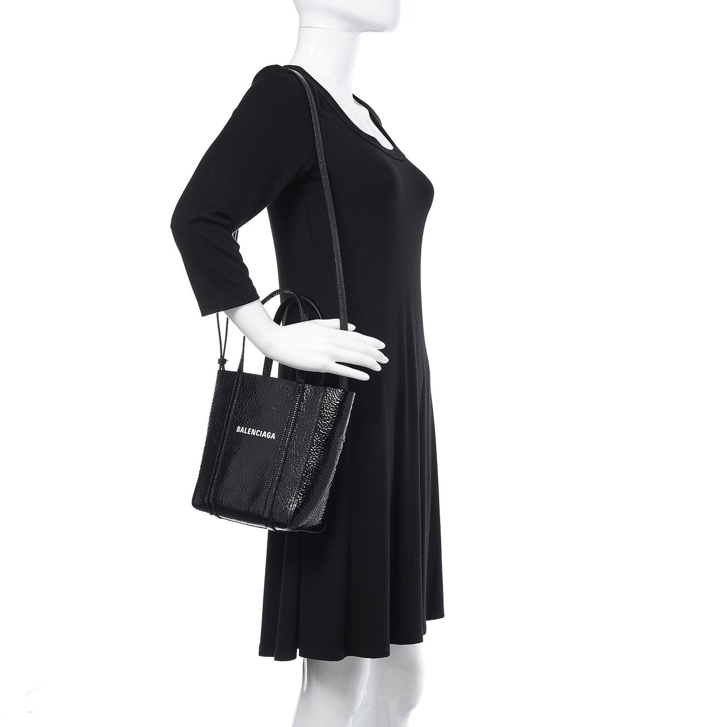 Textured Patent Calfskin XXS Everyday Tote Black