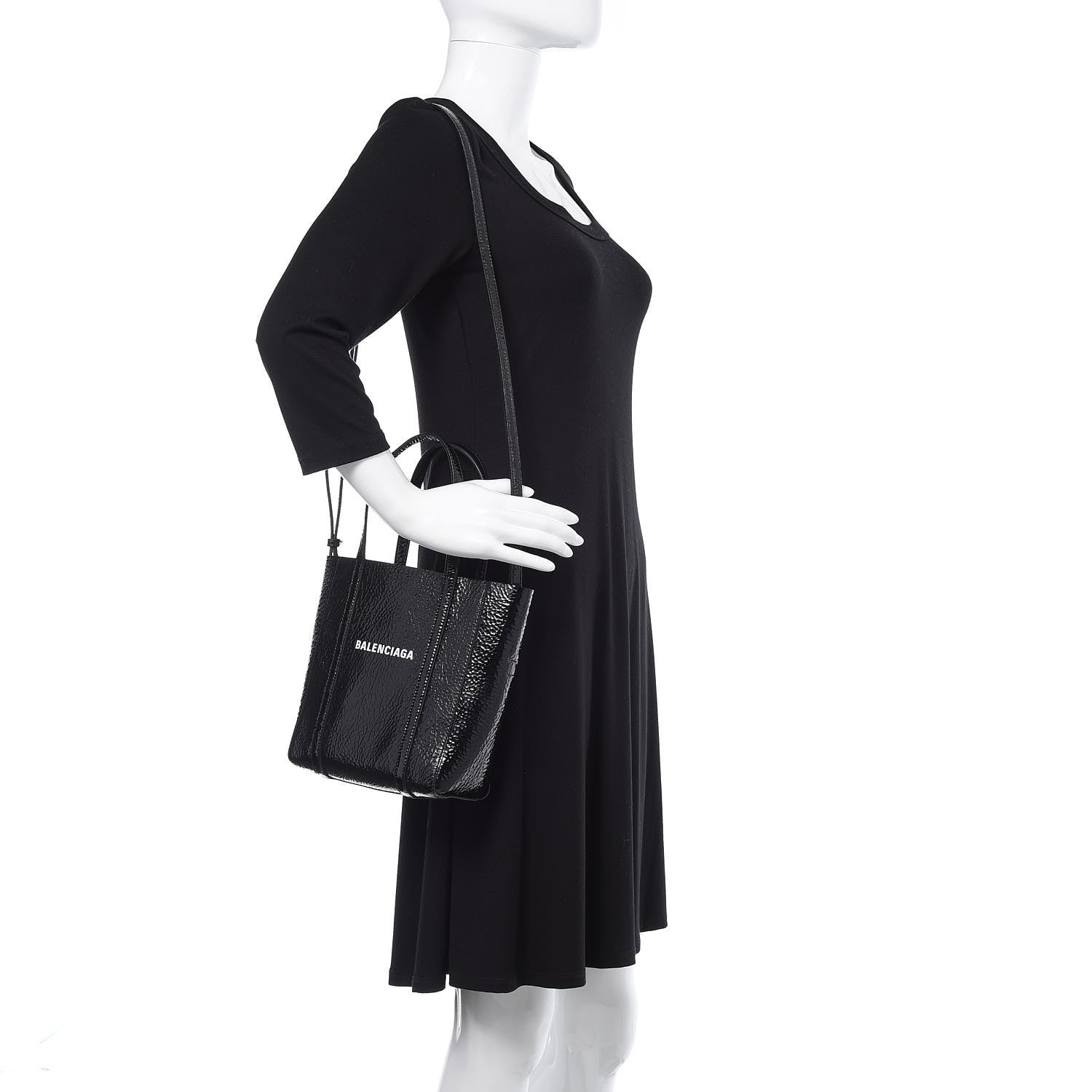 Balenciaga Textured Patent Calfskin XXS Everyday Tote Black 2 of 9