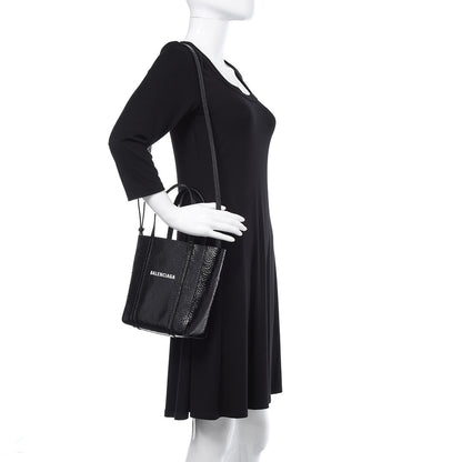 Balenciaga Textured Patent Calfskin XXS Everyday Tote Black 2 of 9