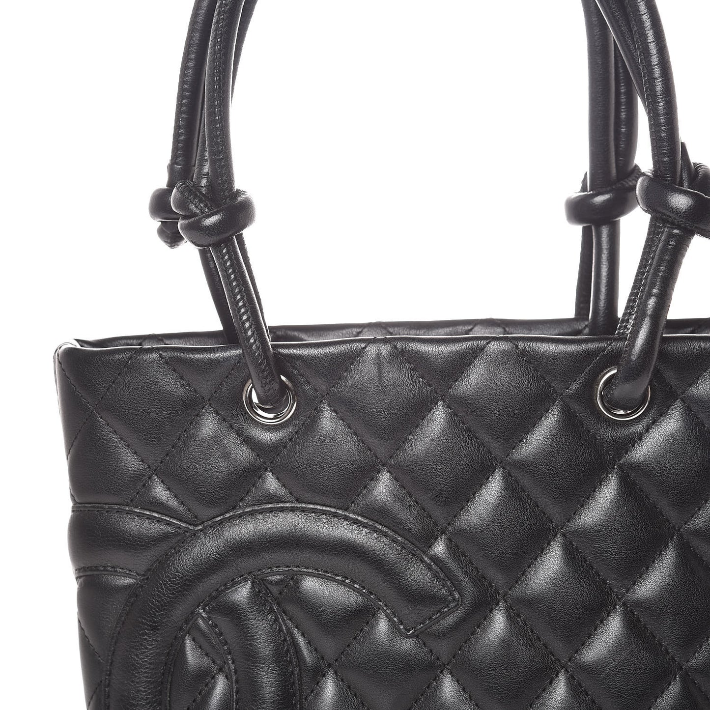 Calfskin Quilted Small Cambon Tote Black