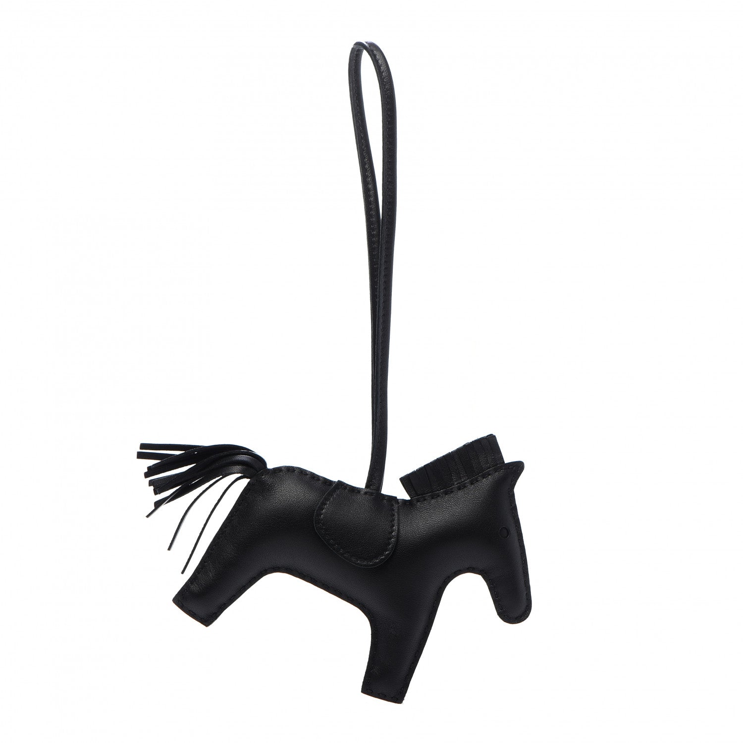 Hermes Milo Lambskin Grigri Rodeo Horse Bag Charm GM So Black 1 of 5
