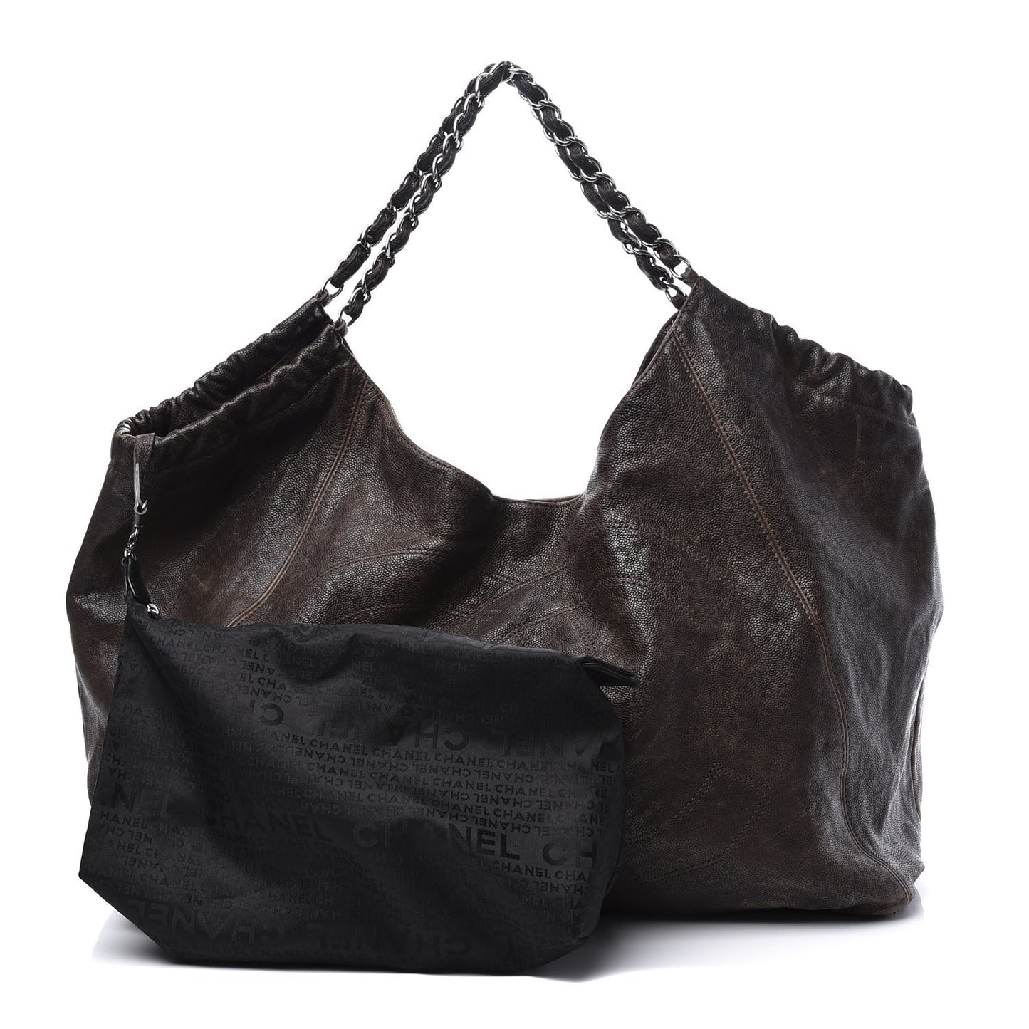 Distressed Caviar XL Coco Cabas Brown