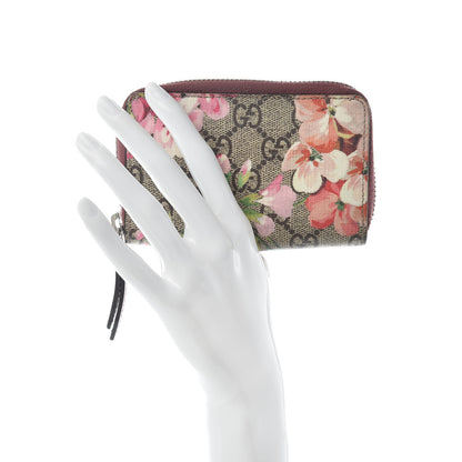 Gucci GG Supreme Monogram Blooms Zip Around Card Case Wallet Beige Multicolor Dry Rose 2 of 6