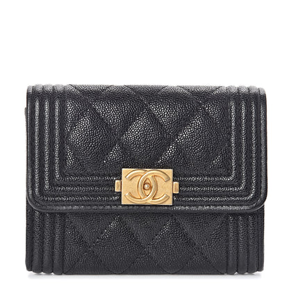 Chanel Caviar Quilted Boy Flap Card Holder Black 1 of 9