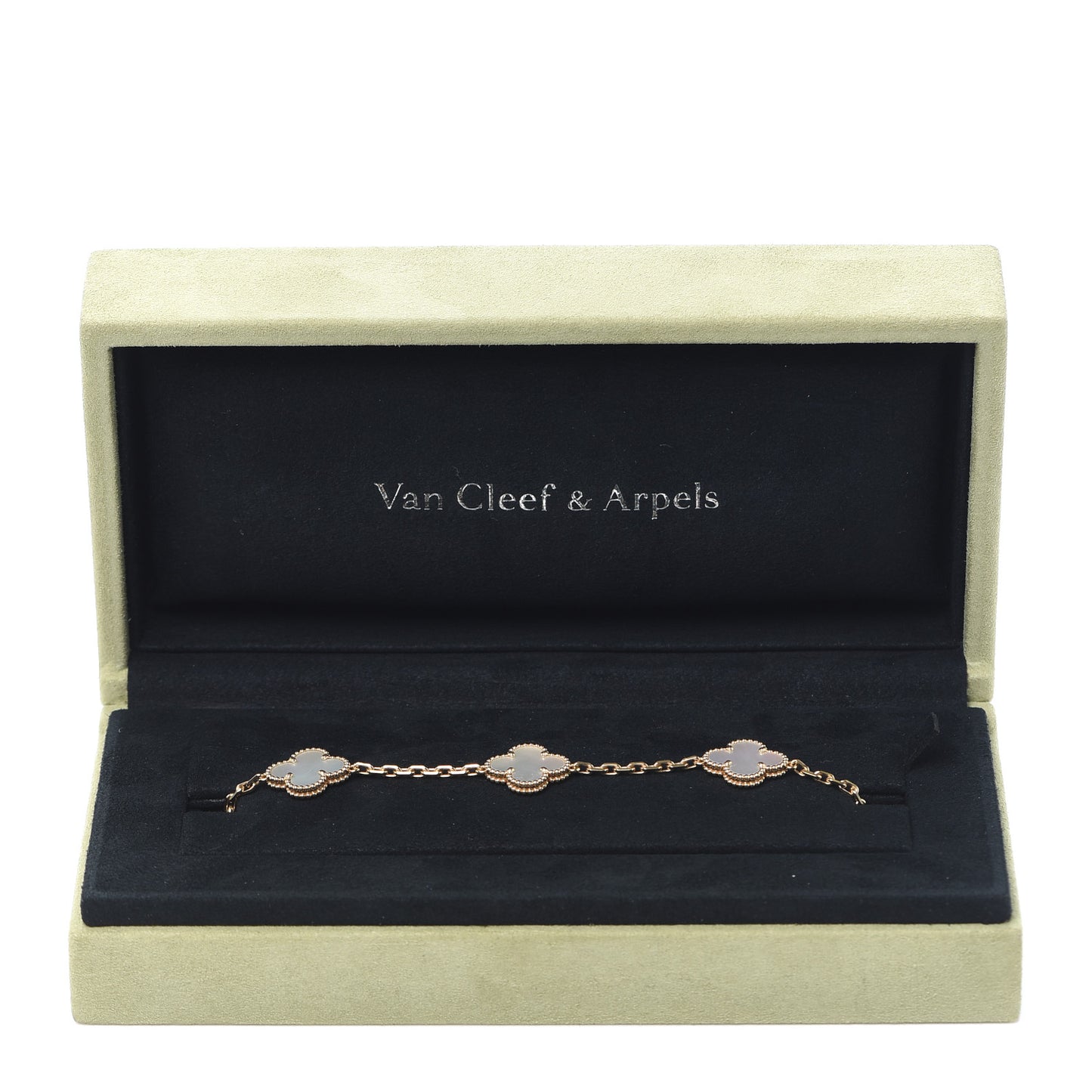18K Yellow Gold Mother of Pearl 5 Motifs Vintage Alhambra Bracelet