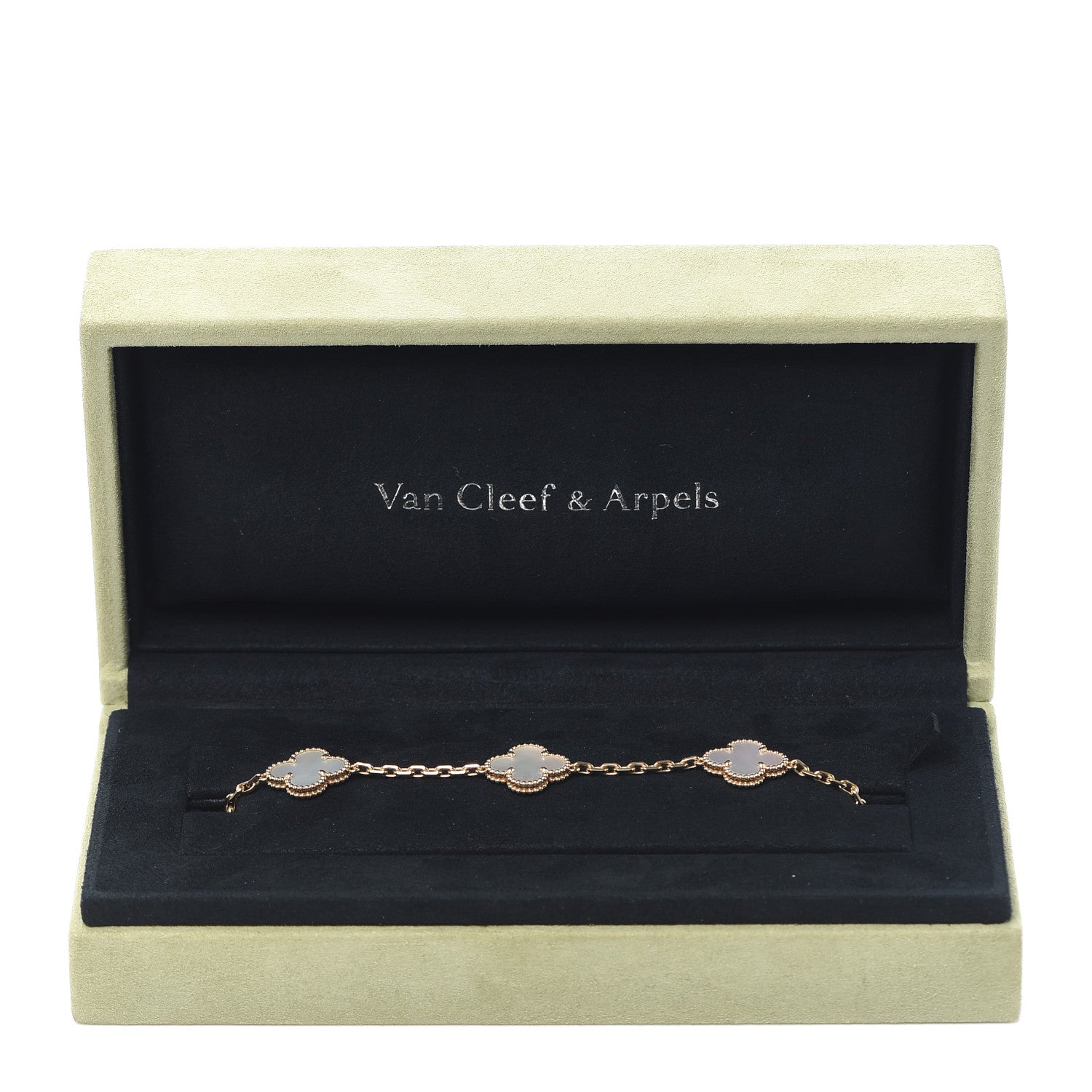 Van Cleef & Arpels 18K Yellow Gold Mother of Pearl 5 Motifs Vintage Alhambra Bracelet 8 of 8