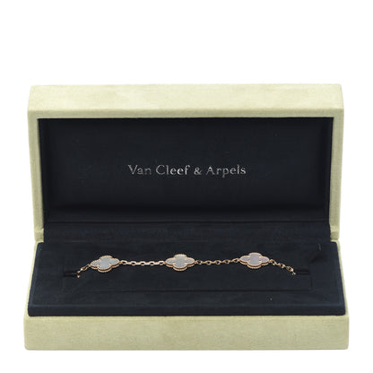 Van Cleef & Arpels 18K Yellow Gold Mother of Pearl 5 Motifs Vintage Alhambra Bracelet 8 of 8