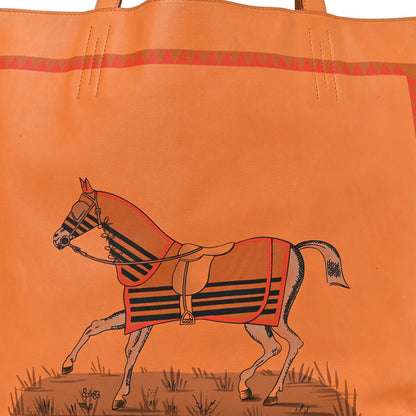 Hermes Veau Sikkim Horse Print Double Sens 36 Reversible Tote Cognac Fauve 10 of 15