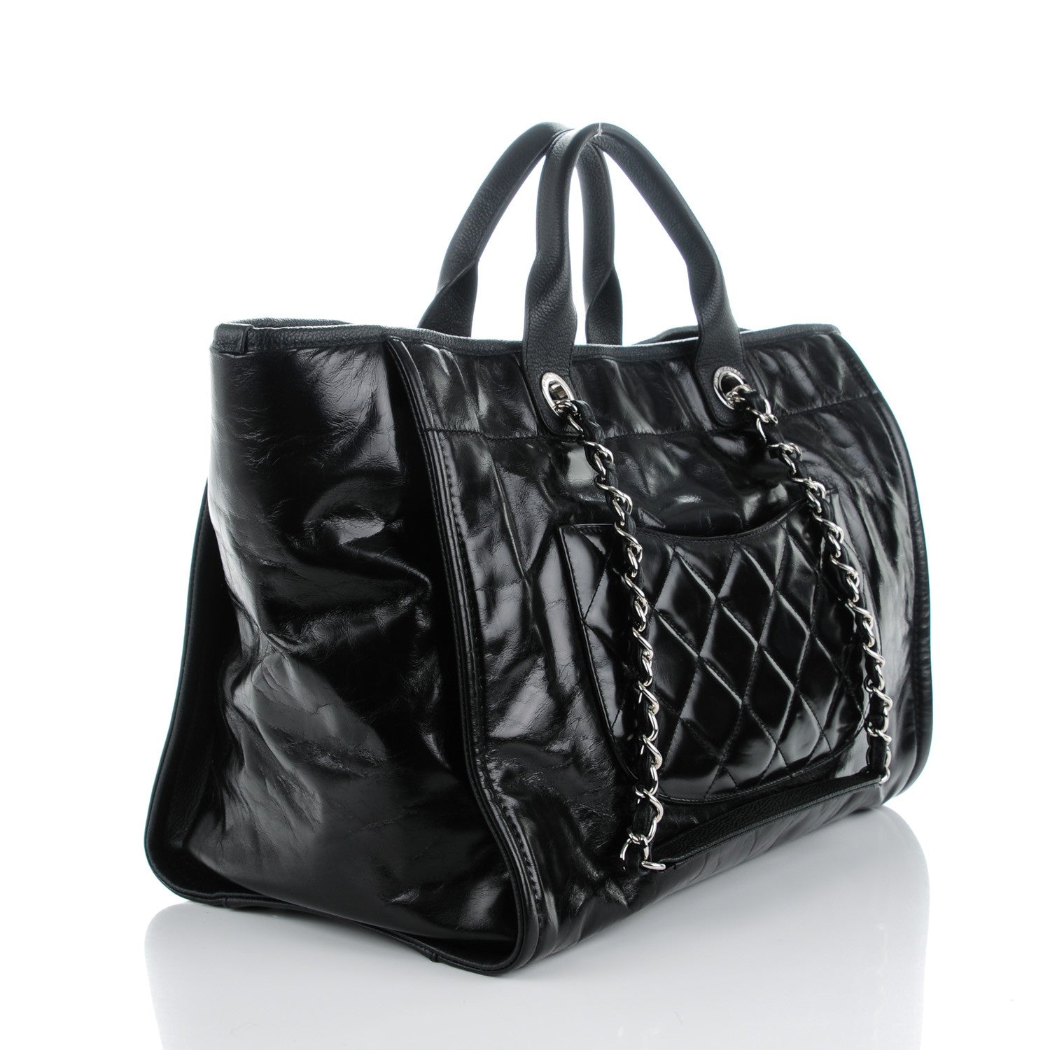 Chanel Glazed Calfskin Large Deauville Tote Black 3 of 7