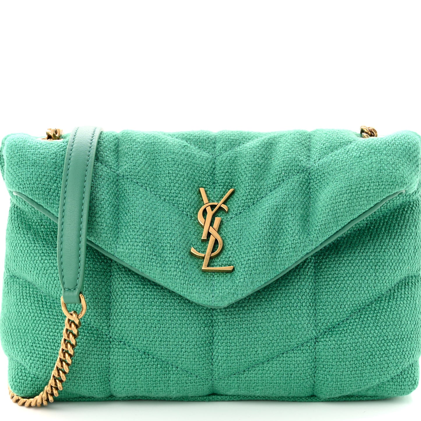 Canvas Quilted Toy Loulou Puffer Monogram Chain Satchel Basil