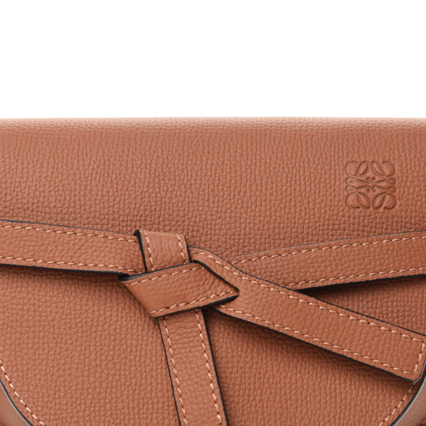 Pebble Grain Calfskin Mini Gate Dual Bag Tan