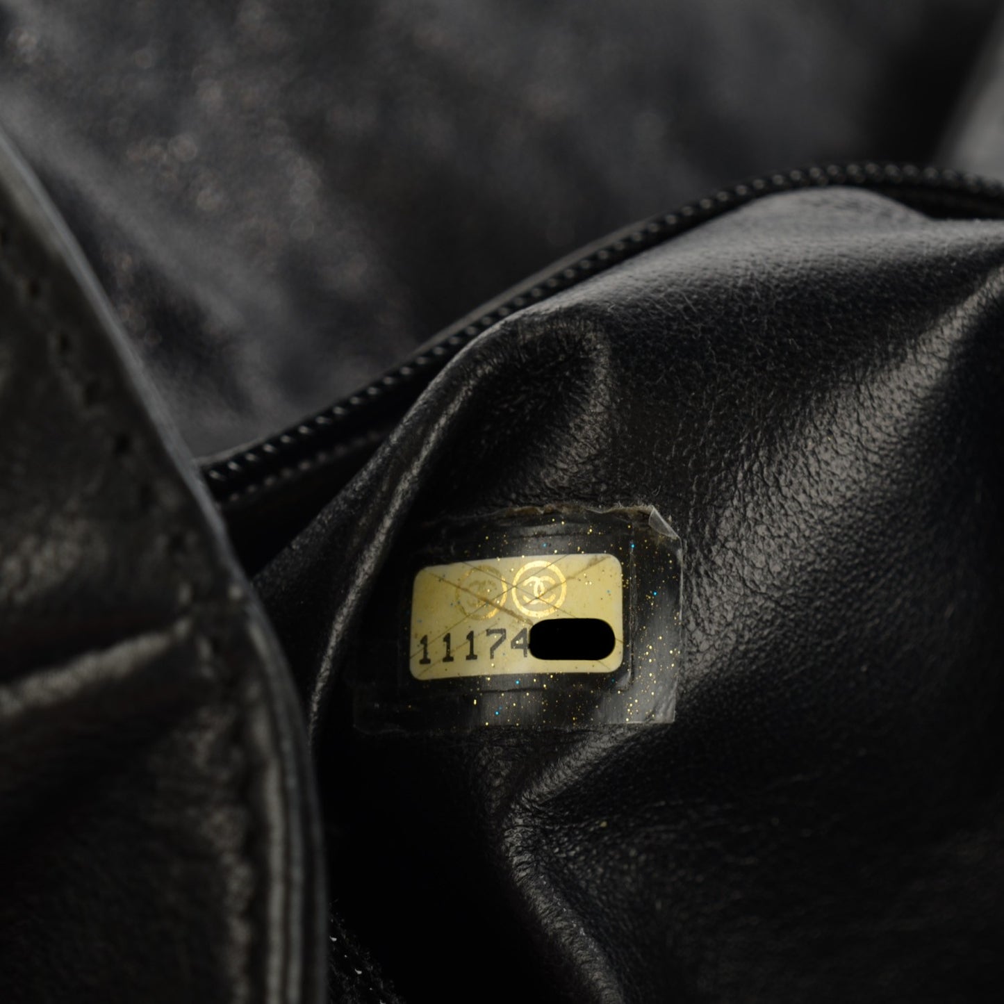 Metallic Goatskin Luxe Ligne Flap Black
