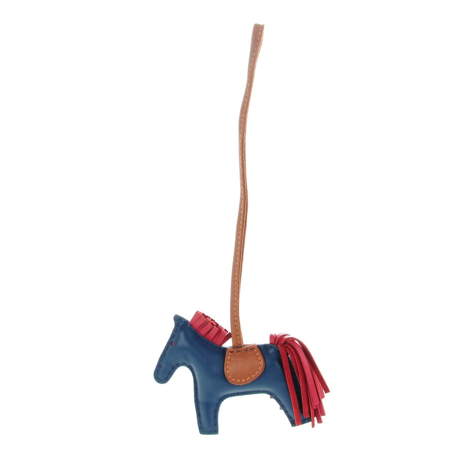 Hermes Milo Lambskin Grigri Rodeo Horse Bag Charm PM Bleu de Malte Rubis Fauve 1 of 3