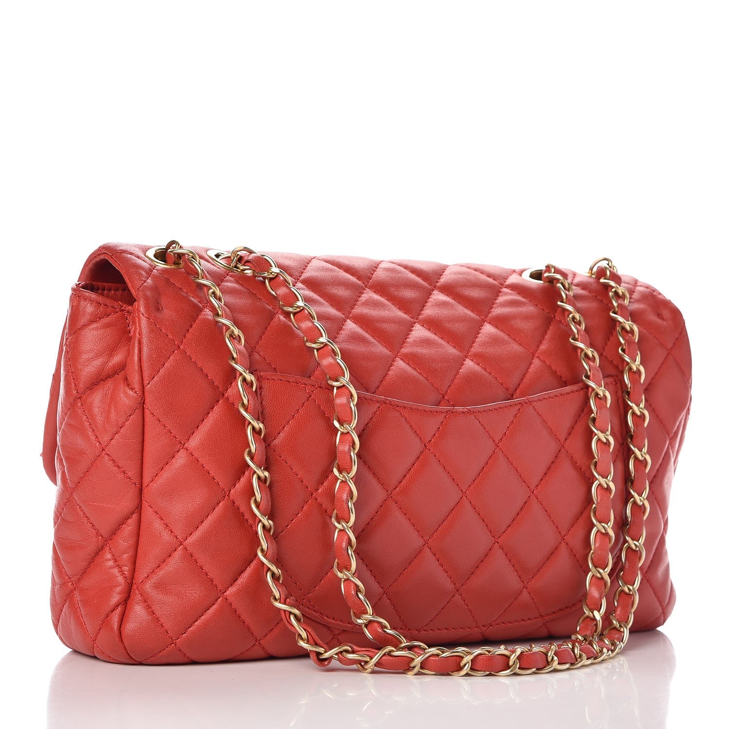 Chanel Lambskin Quilted Large Now and Forever Flap Red 4 of 16
