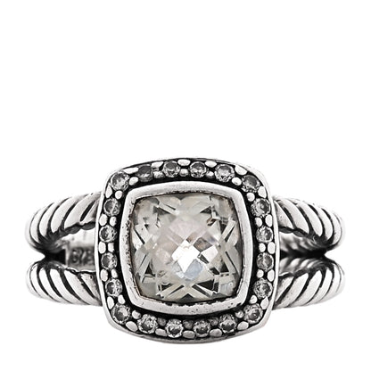 David Yurman Sterling Silver Diamond Prasiolite 7mm Petite Albion Ring 48 4.5 1 of 5