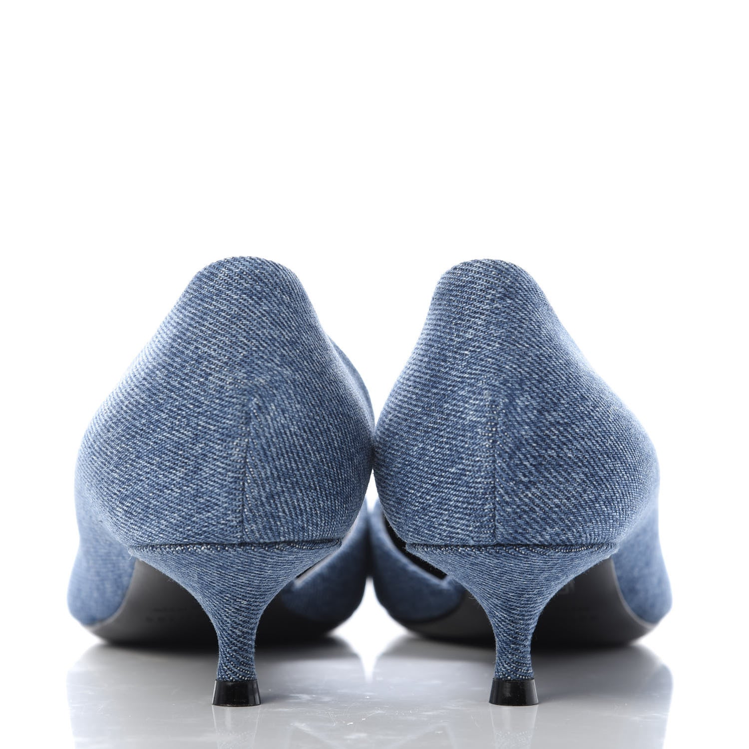 Balenciaga Denim BB D'Orsay Kitten Heel Pump 37 Light Blue 6 of 9