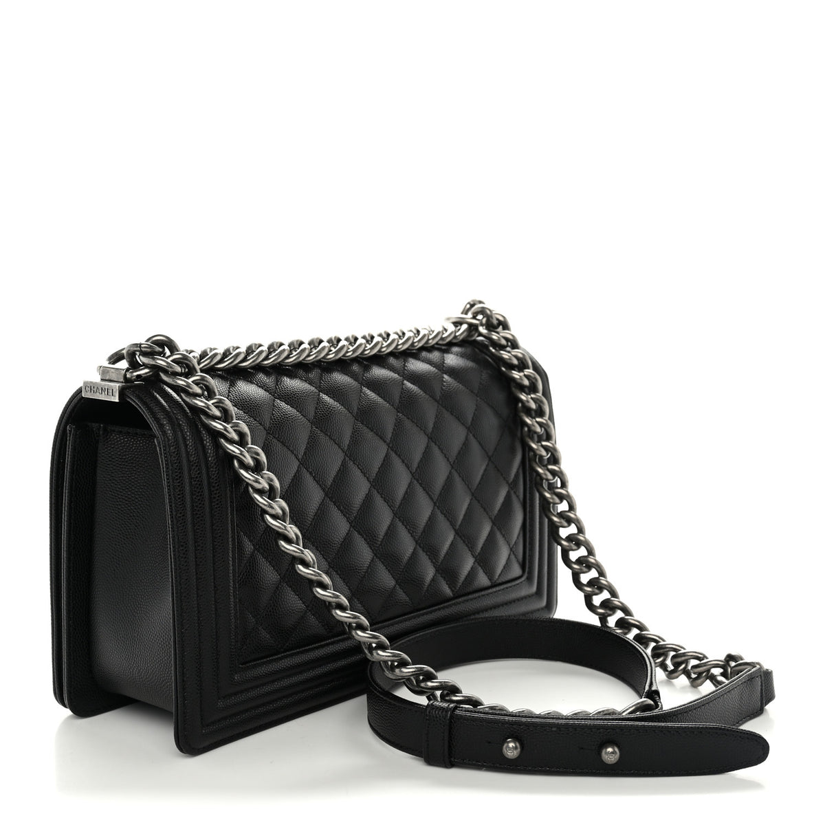 Caviar Quilted Medium Boy Flap Black
