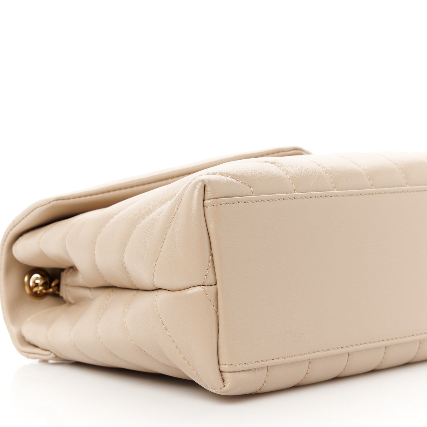 Saint Laurent Calfskin Y Quilted Monogram Small Loulou Chain Satchel Dark Beige 10 of 11
