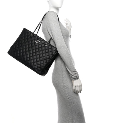 Chanel Calfskin Quilted Large Classic Shopping Tote Black 2 of 11