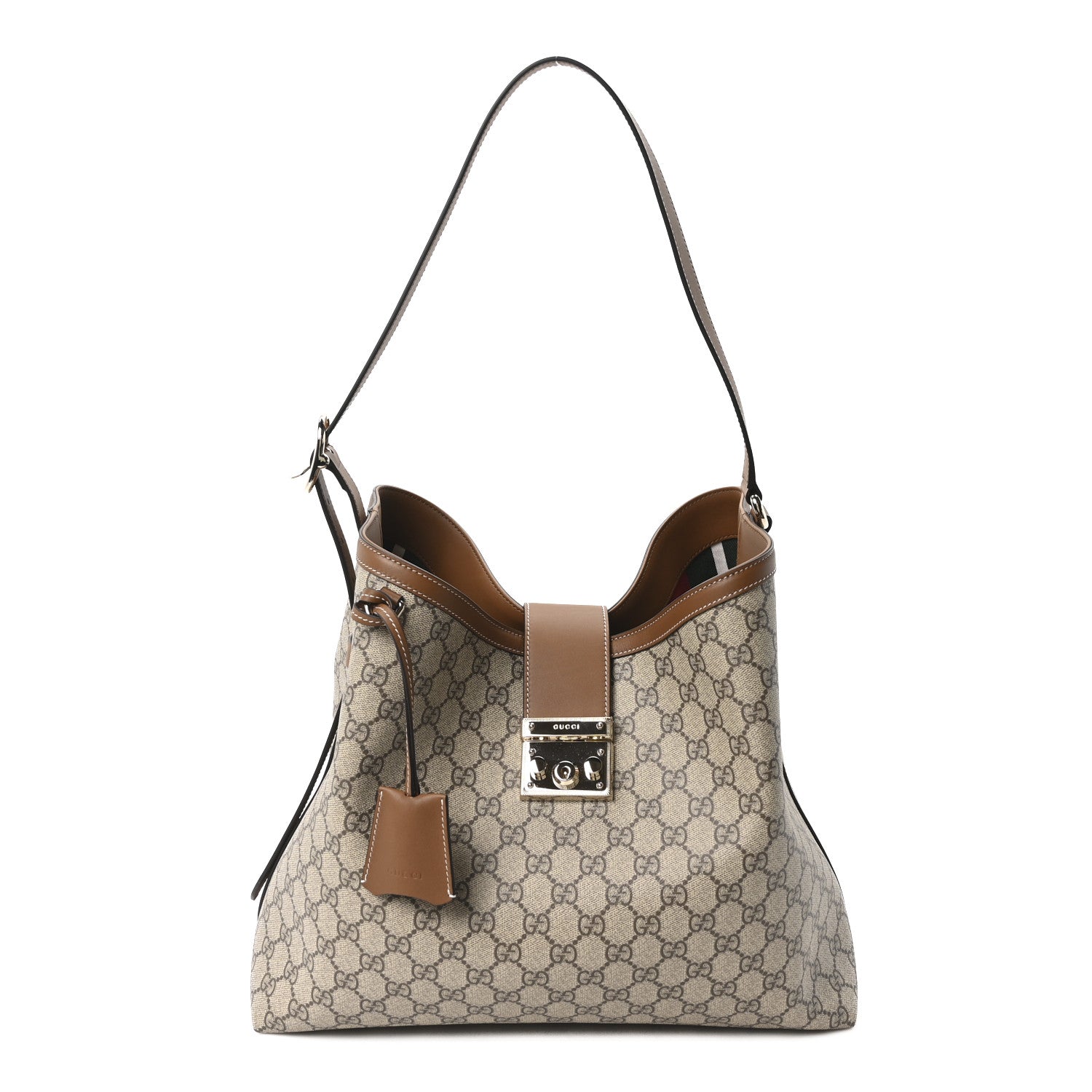 Gucci GG Icon Monogram Padlock Shoulder Bag Beige Dark Brown 1 of 10