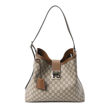 Gucci GG Icon Monogram Padlock Shoulder Bag Beige Dark Brown 1 of 10