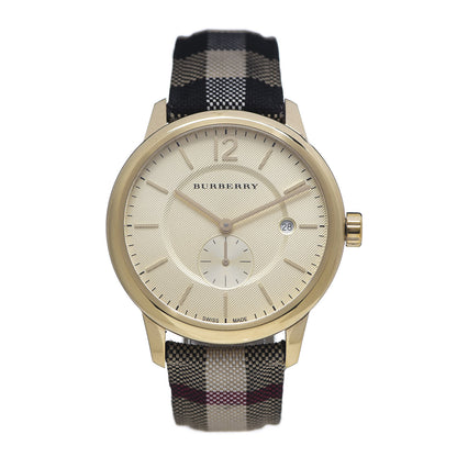 Burberry Stainless Steel Calfskin 40mm Quartz Watch Beige BU10001 1 of 7