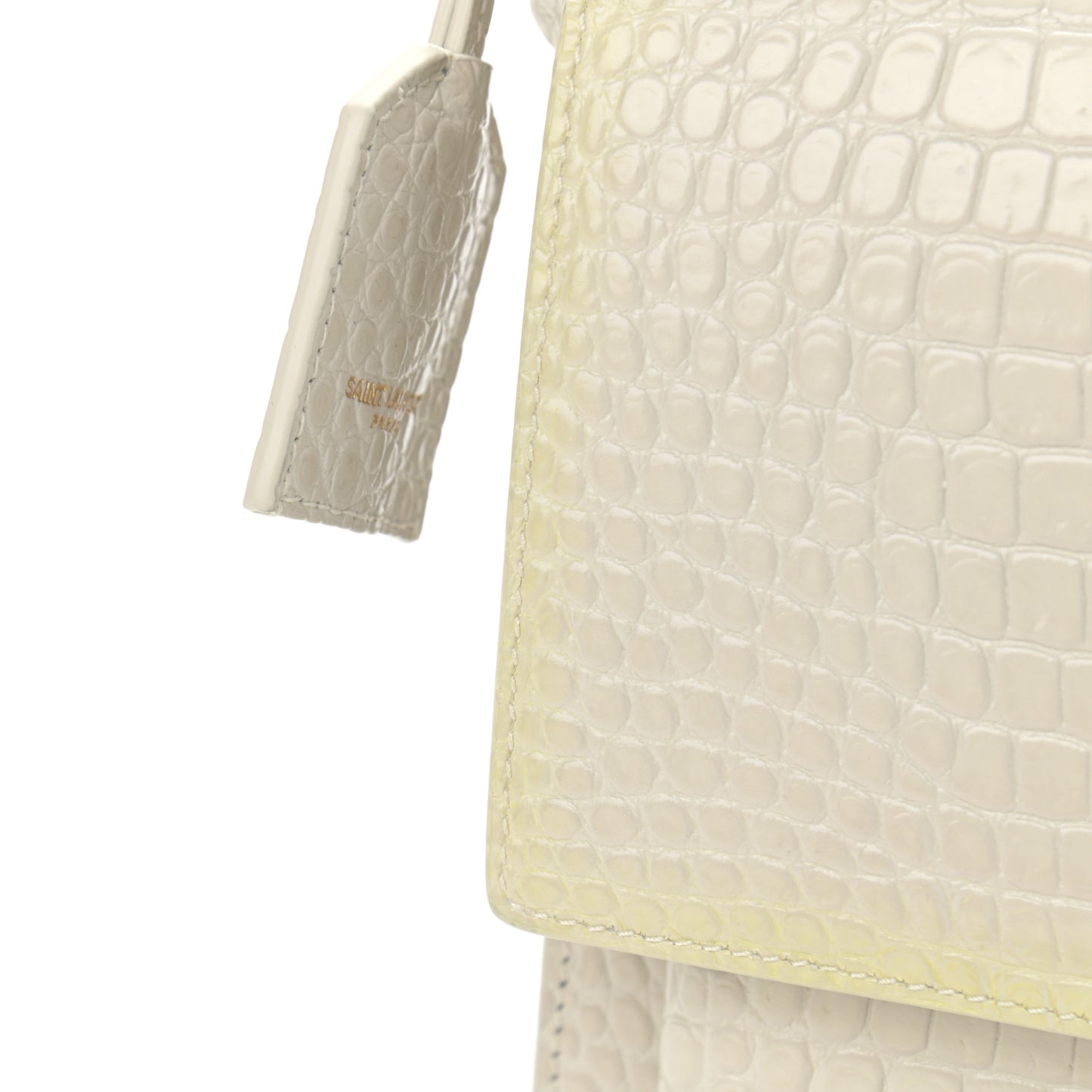 Calfskin Crocodile Embossed Medium Monogram Sunset Blanc Vintage