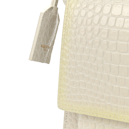 Saint Laurent Calfskin Crocodile Embossed Medium Monogram Sunset Blanc Vintage 15 of 15