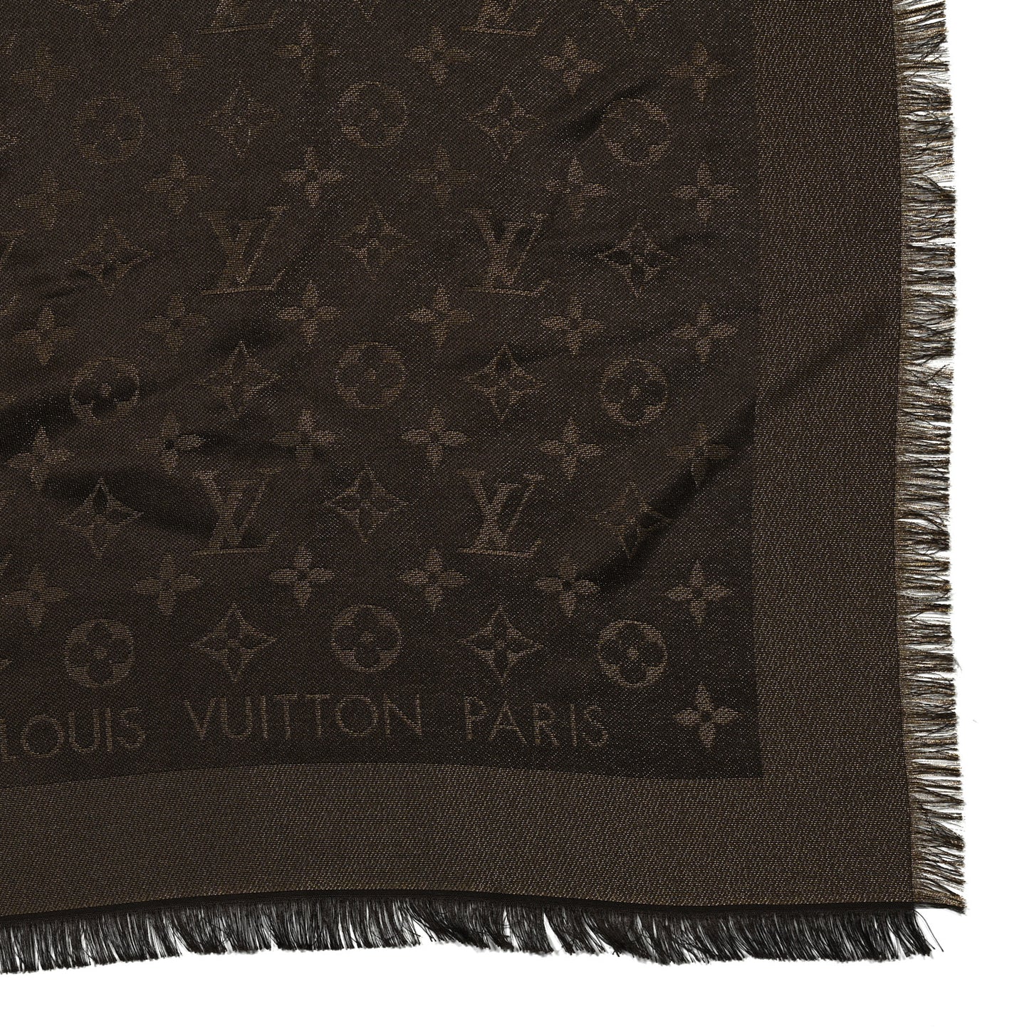 Silk Lurex Wool Monogram Shine Shawl Marron