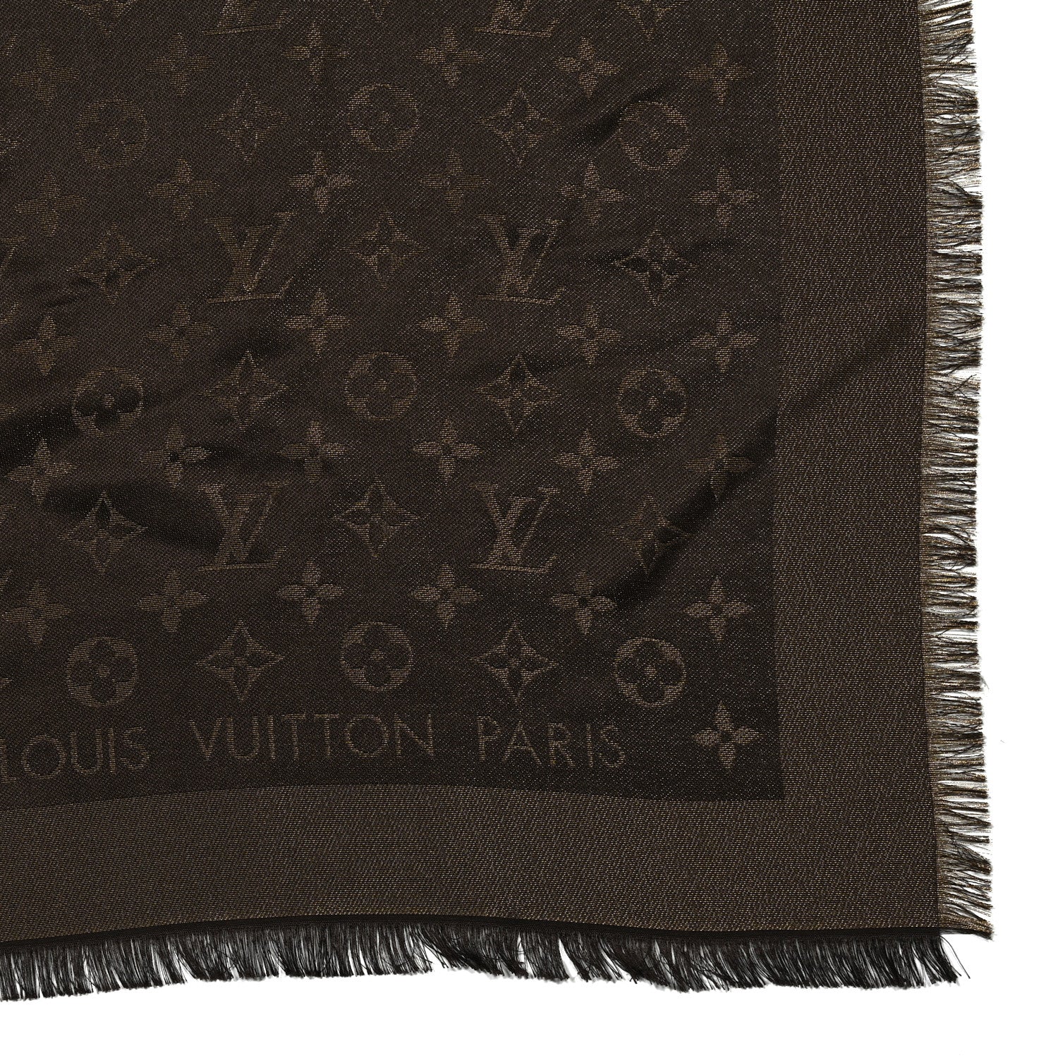Louis Vuitton Silk Lurex Wool Monogram Shine Shawl Marron 2 of 4