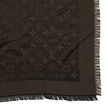 Louis Vuitton Silk Lurex Wool Monogram Shine Shawl Marron 2 of 4