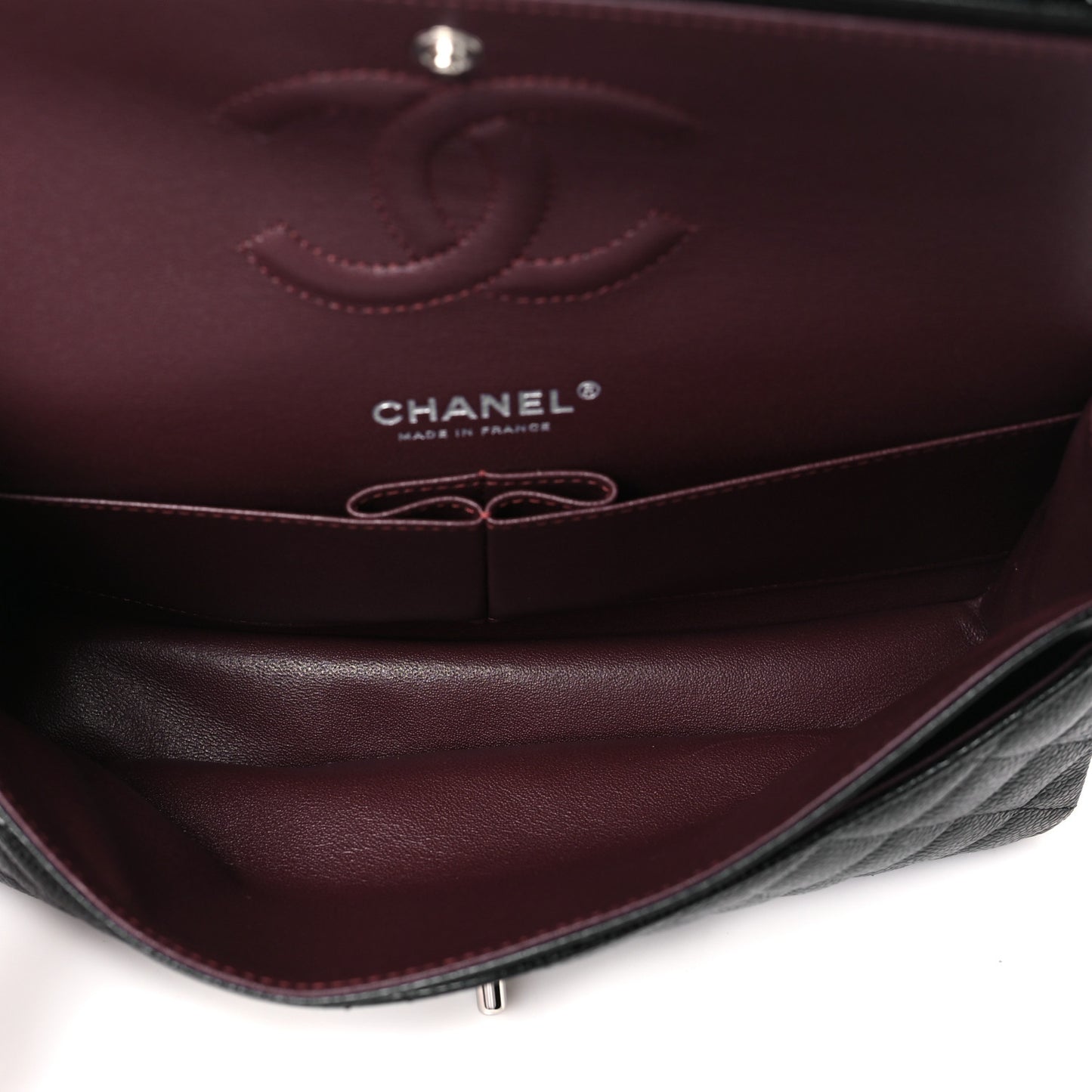 Caviar Quilted Medium Double Flap Black