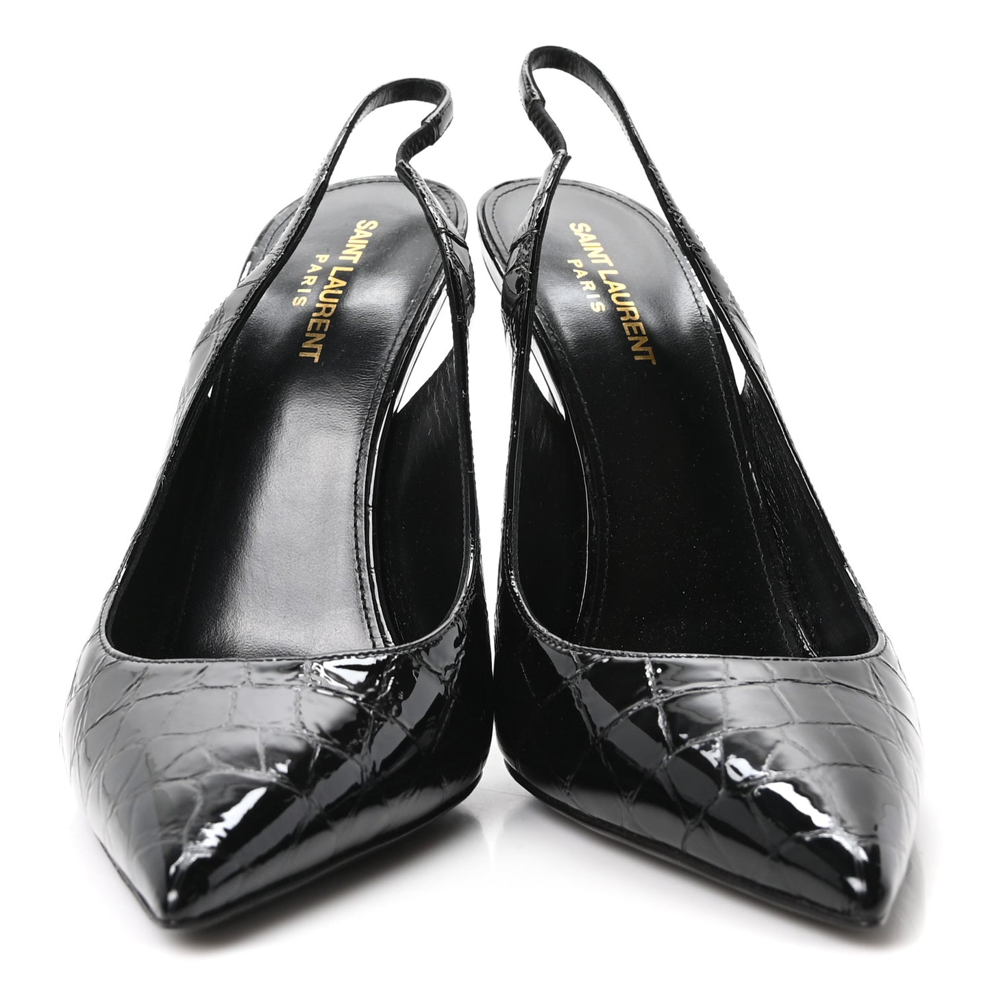Patent Crocodile Embossed Opyum 110 Slingback 41 Black