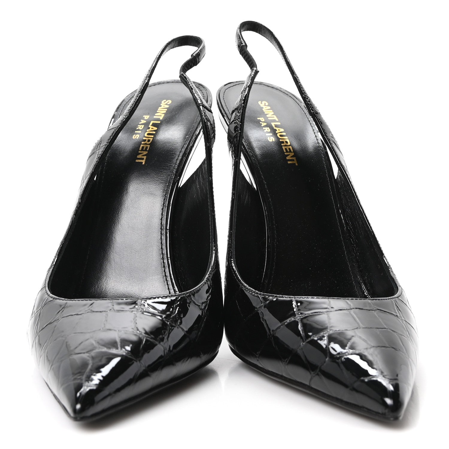 Saint Laurent Patent Crocodile Embossed Opyum 110 Slingback 41 Black 3 of 10