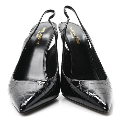 Saint Laurent Patent Crocodile Embossed Opyum 110 Slingback 41 Black 3 of 10