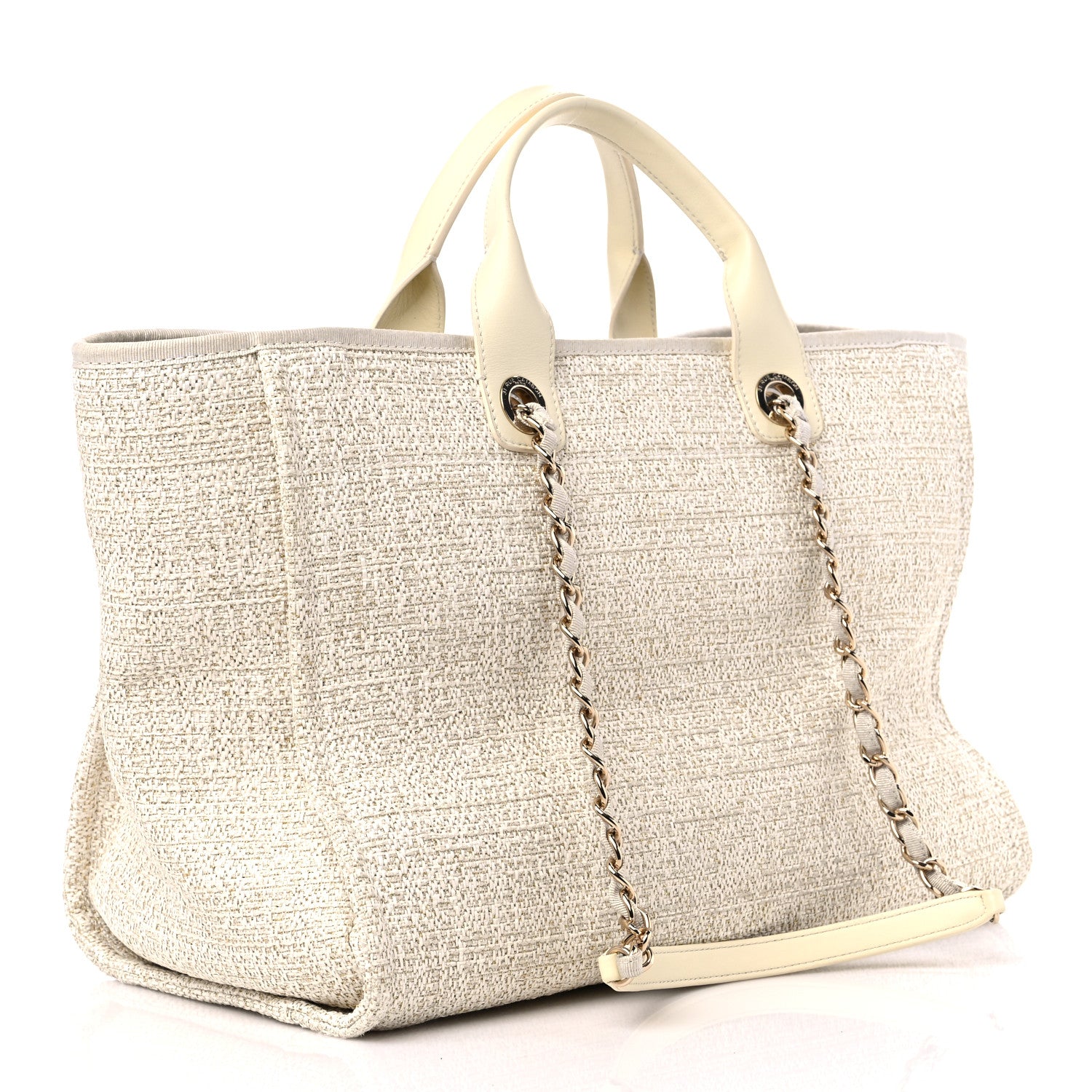 Chanel Lurex Boucle Medium Deauville Tote White 3 of 13