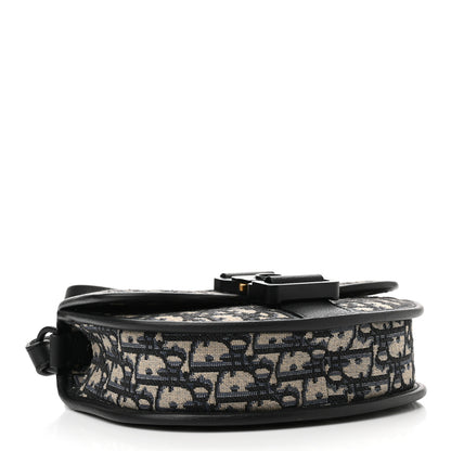 Christian Dior Oblique Grained Calfskin Mini Gallop Bag With Strap Black Beige 4 of 9