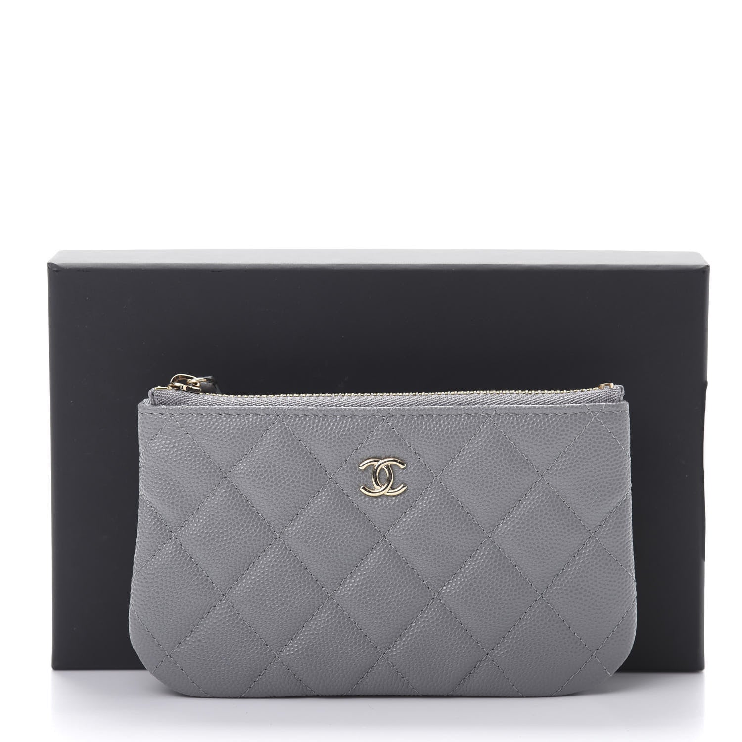 Chanel Caviar Quilted Small Cosmetic Case Grey 8 of 8