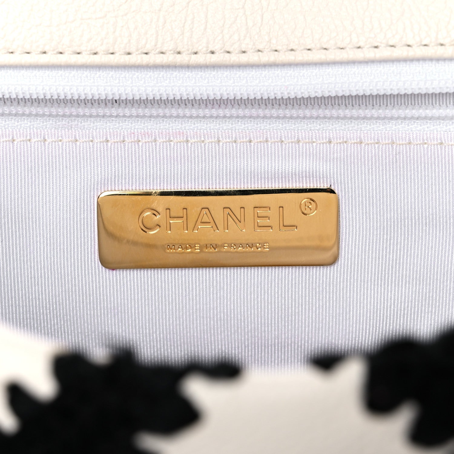 Chanel Calfskin Crochet Medium Chanel 19 Flap White Black 6 of 14