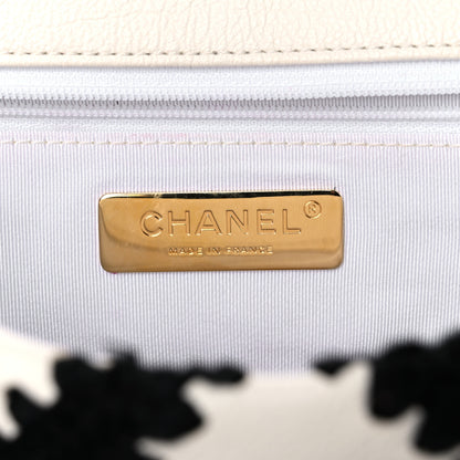 Chanel Calfskin Crochet Medium Chanel 19 Flap White Black 6 of 14