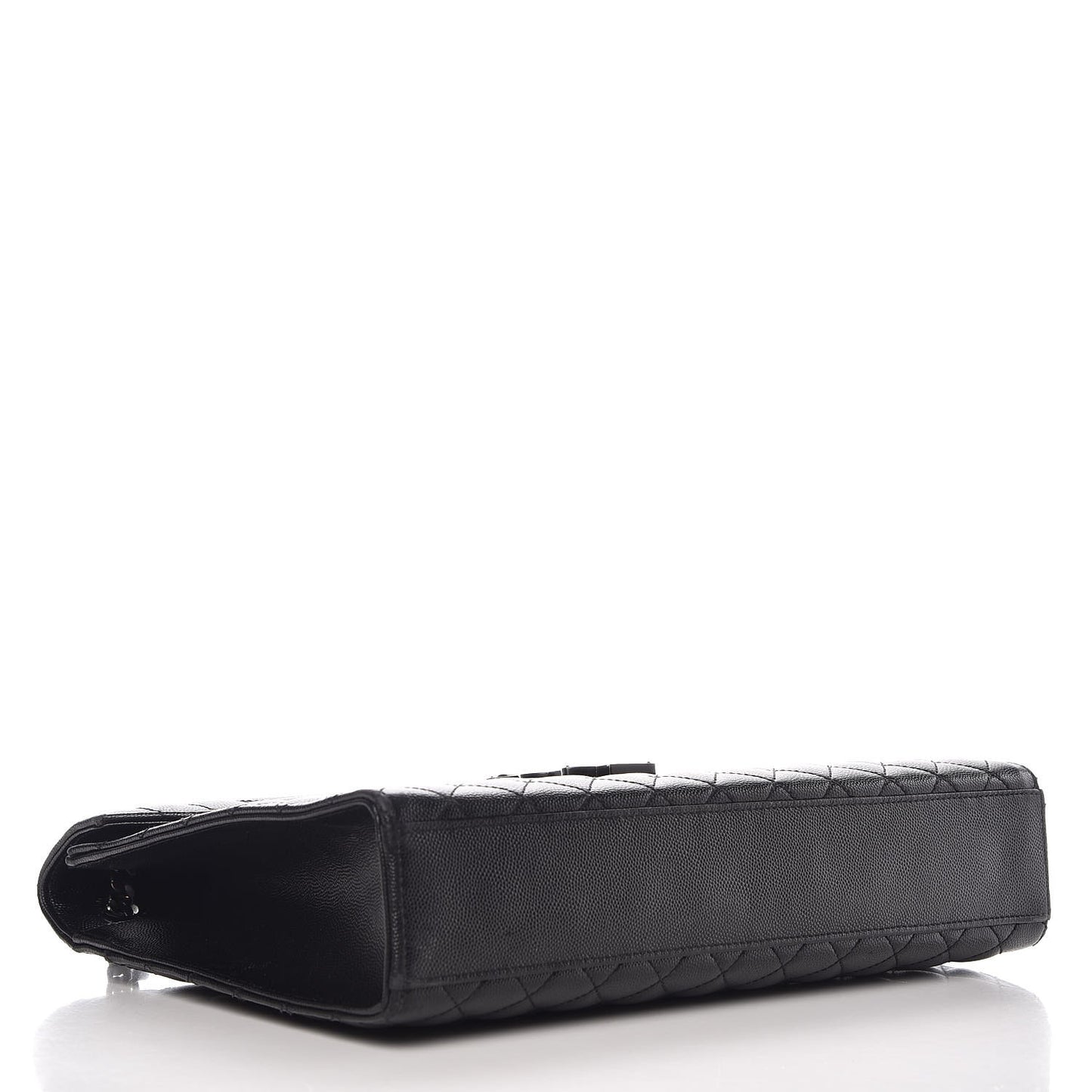 Grain De Poudre Textured Mixed Matelasse Large Triquilt Monogram Monochrome Satchel Black