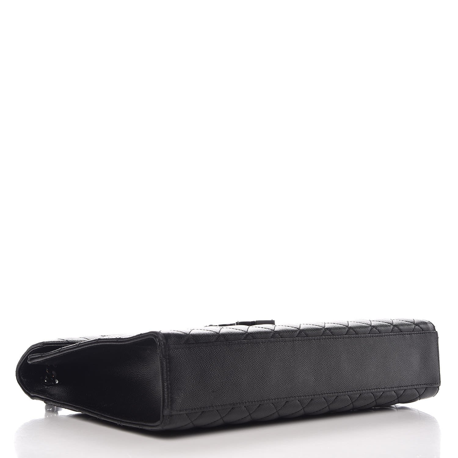 Saint Laurent Grain De Poudre Textured Mixed Matelasse Large Triquilt Monogram Monochrome Satchel Black 4 of 11