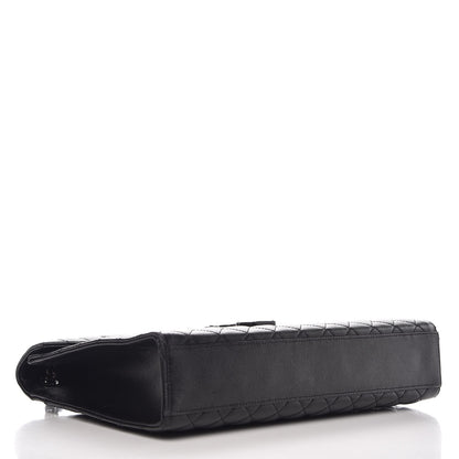 Saint Laurent Grain De Poudre Textured Mixed Matelasse Large Triquilt Monogram Monochrome Satchel Black 4 of 11